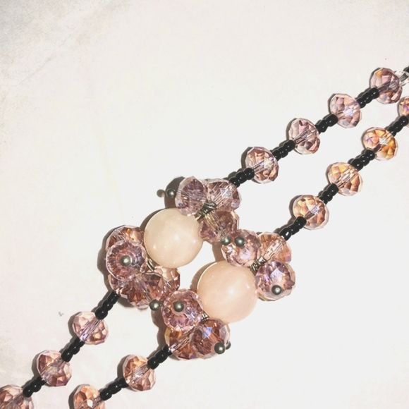 ROSE QUARTZ & PINK CRYSTAL TASSEL NECKLACE - 28" LONG - Picture 3 of 4